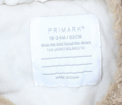 Primark Unisex Baby Beige Hooded Faux Fur Gilet 18-24 Months