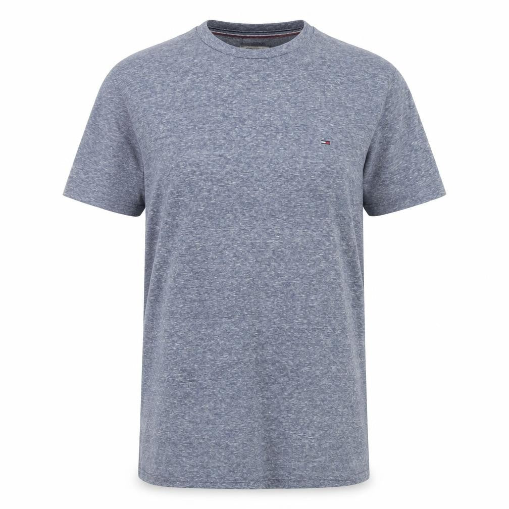 Front view of Tommy Hilfiger Blue Crew Neck Short Sleeve T-Shirt, size L