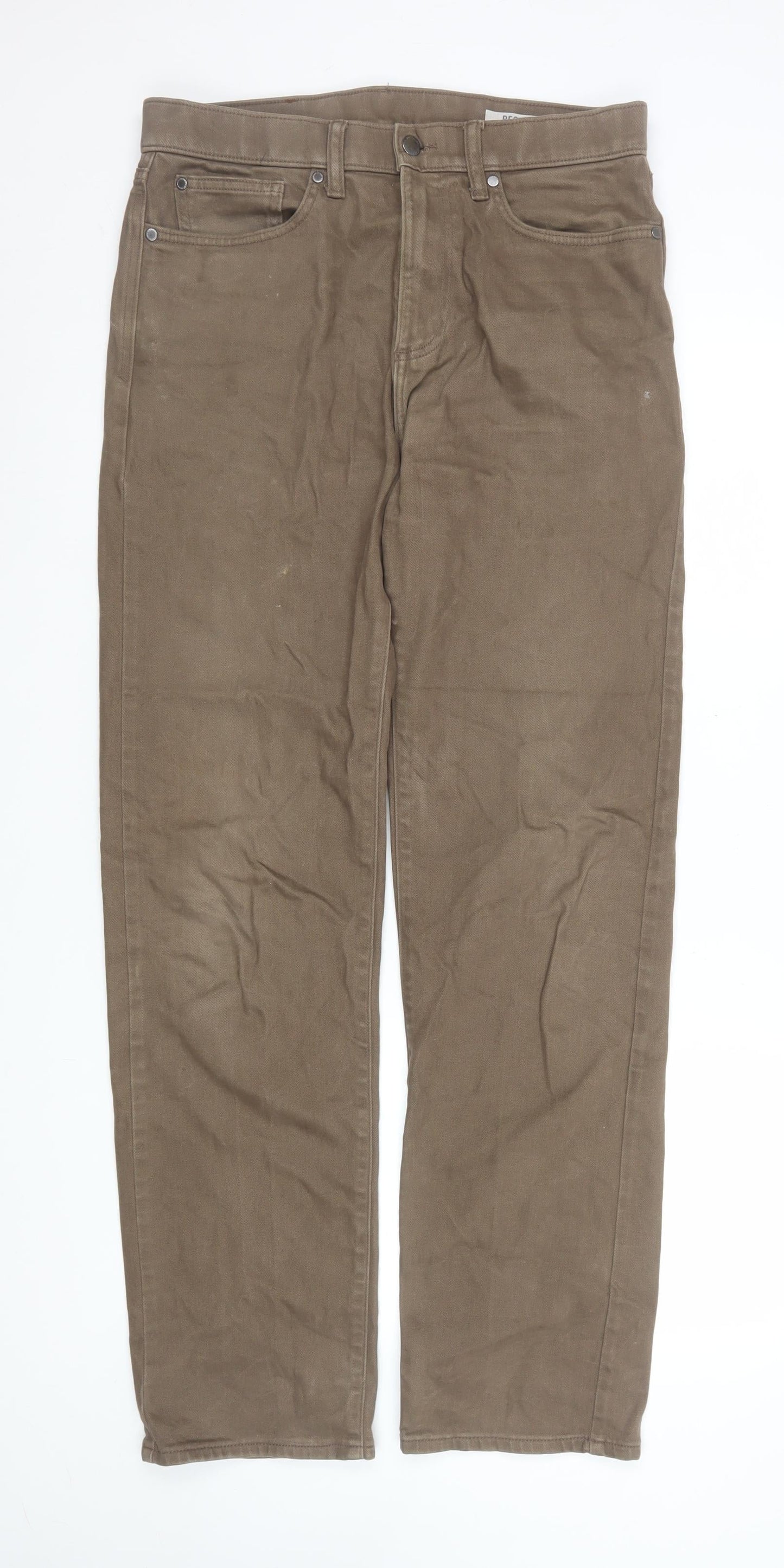 Mens UK Size M Marks and Spencer Regular Fit Straight Brown Jeans