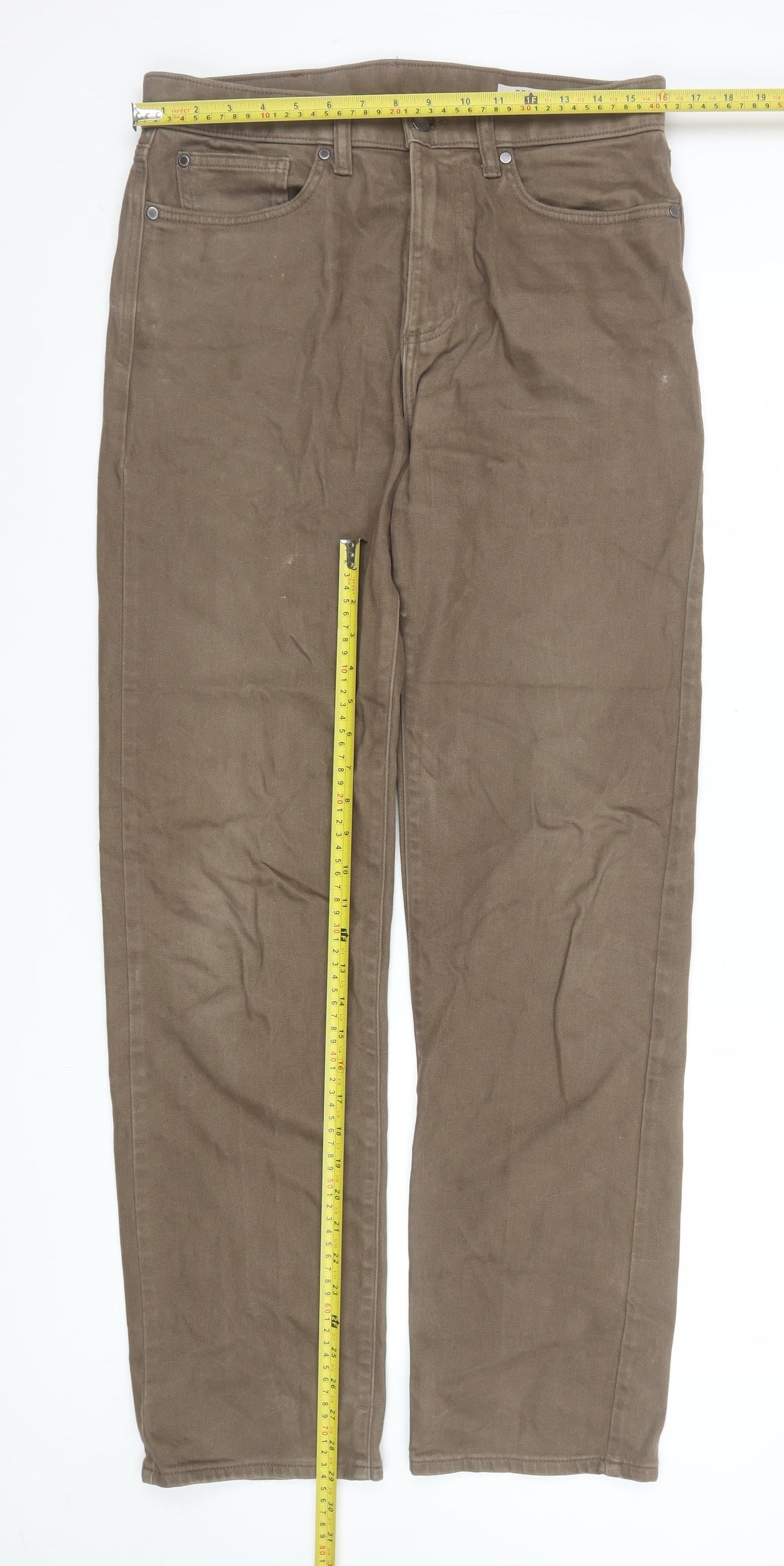 Mens UK Size M Marks and Spencer Regular Fit Straight Brown Jeans
