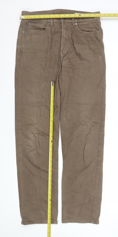 Mens UK Size M Marks and Spencer Regular Fit Straight Brown Jeans