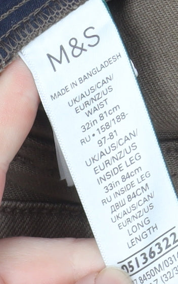 Mens UK Size M Marks and Spencer Regular Fit Straight Brown Jeans