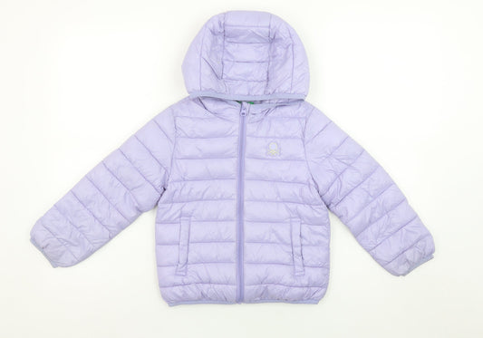 Girls UK Size 5-6 Years United Colors of Benetton Purple Puffer Jacket