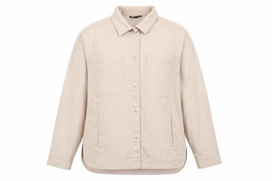 Front view of Dunnes Women Beige Cotton Twill Button Jacket XL