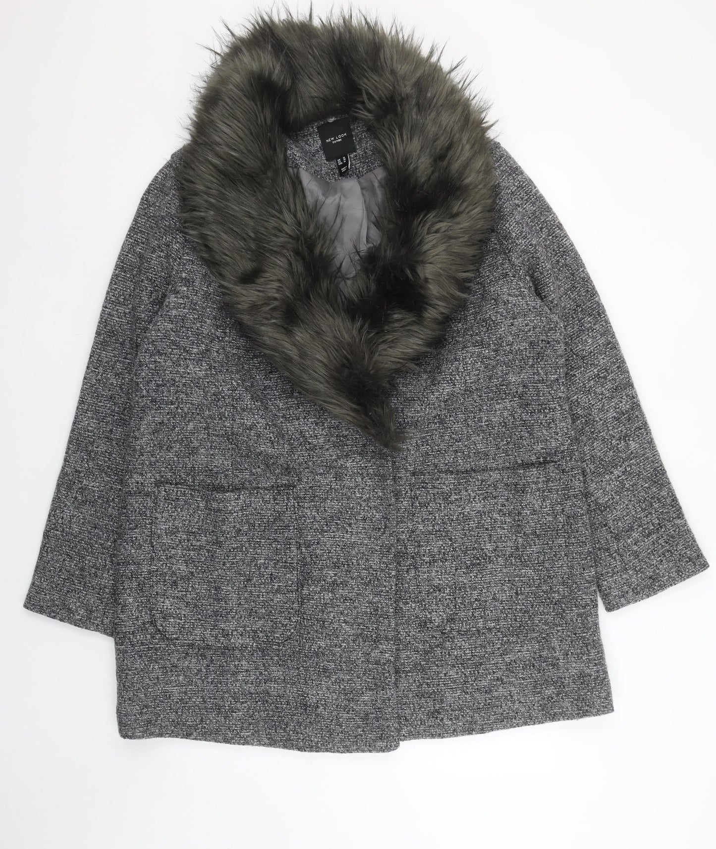 Womens UK Size 18 New Look Grey Overcoat