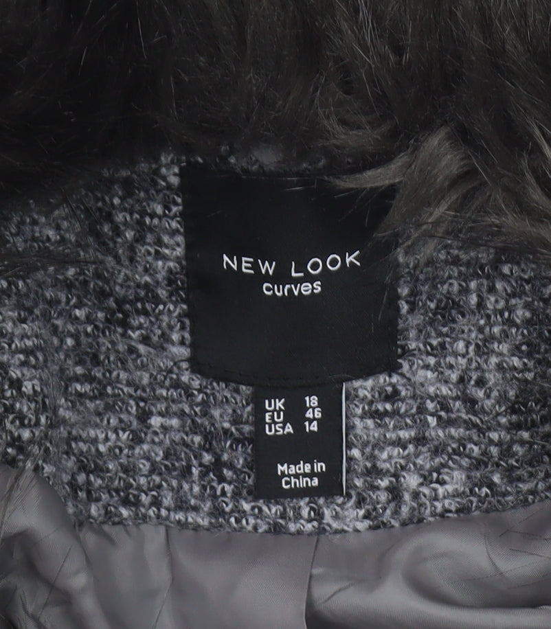 Womens UK Size 18 New Look Grey Overcoat