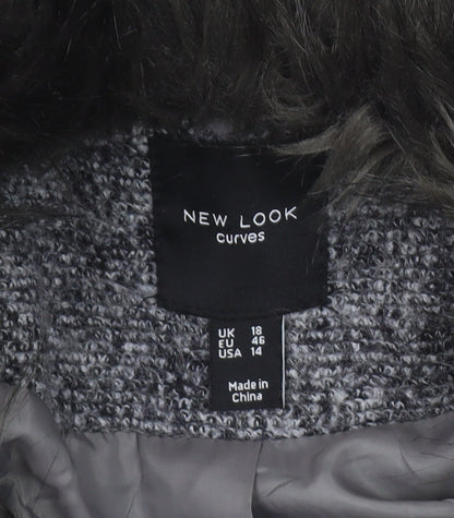 Womens UK Size 18 New Look Grey Overcoat
