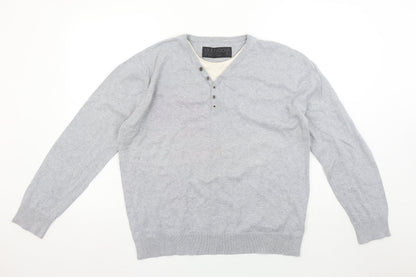 Mens UK Size L Outrage Grey Henley Jumper