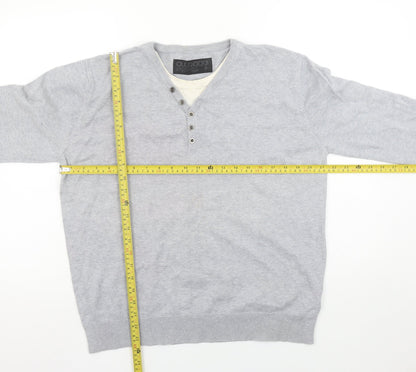 Mens UK Size L Outrage Grey Henley Jumper