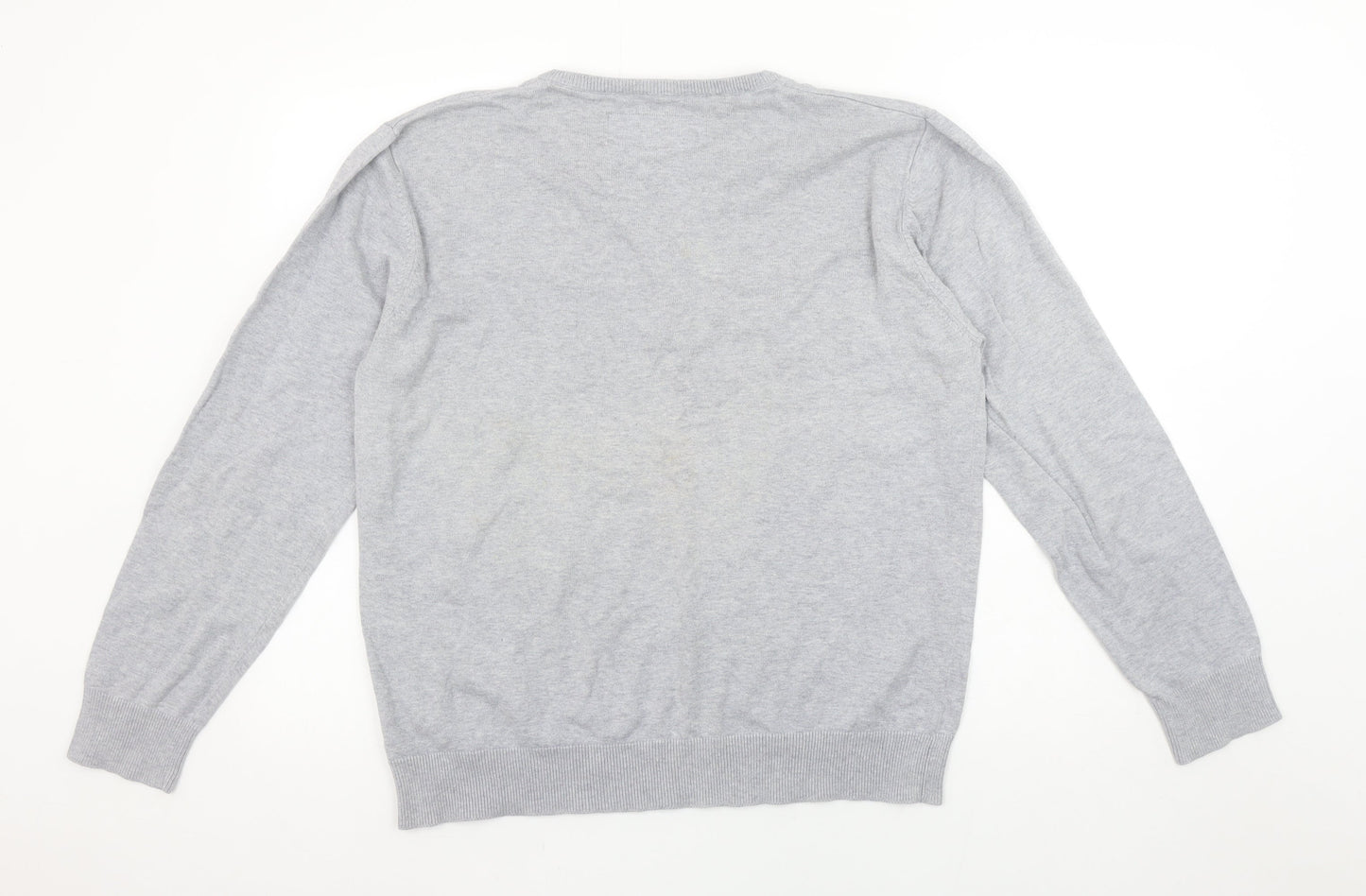 Mens UK Size L Outrage Grey Henley Jumper