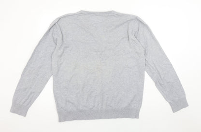 Mens UK Size L Outrage Grey Henley Jumper