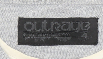 Mens UK Size L Outrage Grey Henley Jumper