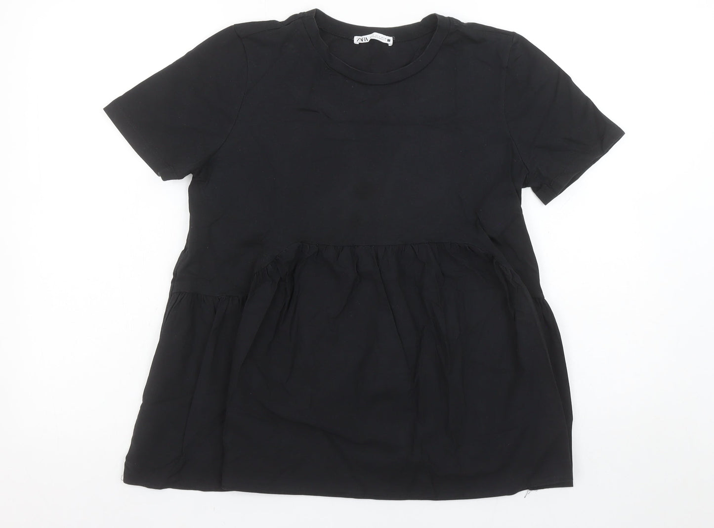 Womens UK Size 8 Zara Black Tunic Blouse
