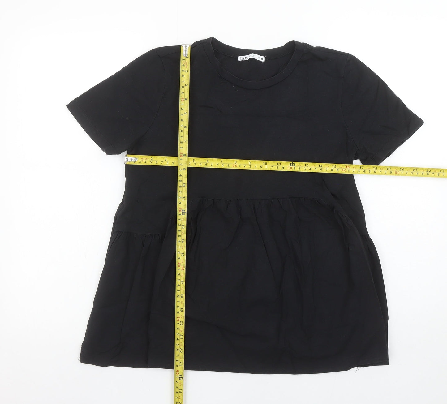 Womens UK Size 8 Zara Black Tunic Blouse