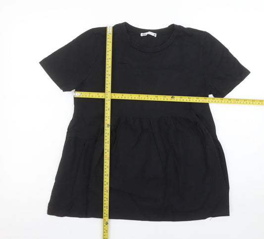 Womens UK Size 8 Zara Black Tunic Blouse