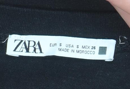 Womens UK Size 8 Zara Black Tunic Blouse