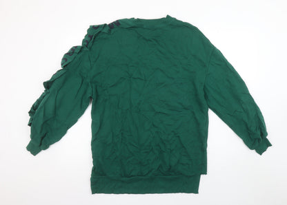 Womens UK Size S Pull&Bear Green Pullover Sweatshirt