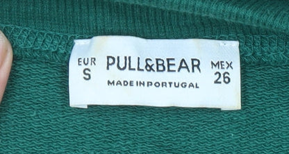 Womens UK Size S Pull&Bear Green Pullover Sweatshirt