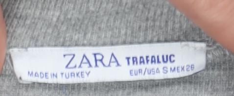 Womens UK Size S Zara Grey Basic T-Shirt