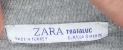 Womens UK Size S Zara Grey Basic T-Shirt