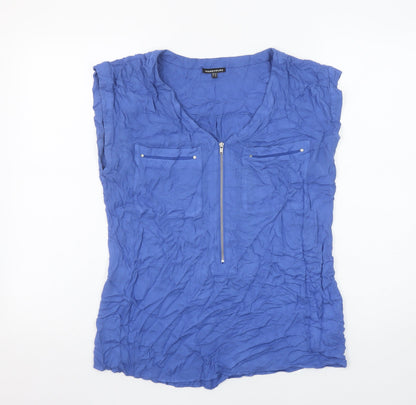 Womens UK Size 10 Warehouse Blue Tunic Blouse