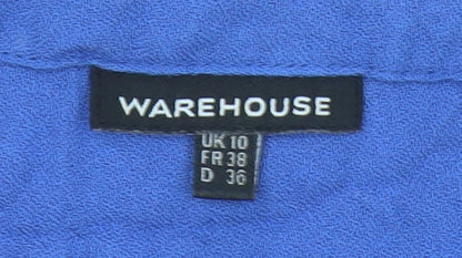 Womens UK Size 10 Warehouse Blue Tunic Blouse