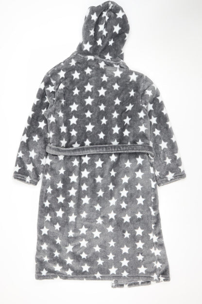 Marks and Spencer Girls Grey Star Fleece Hooded Robe 11-12 Years