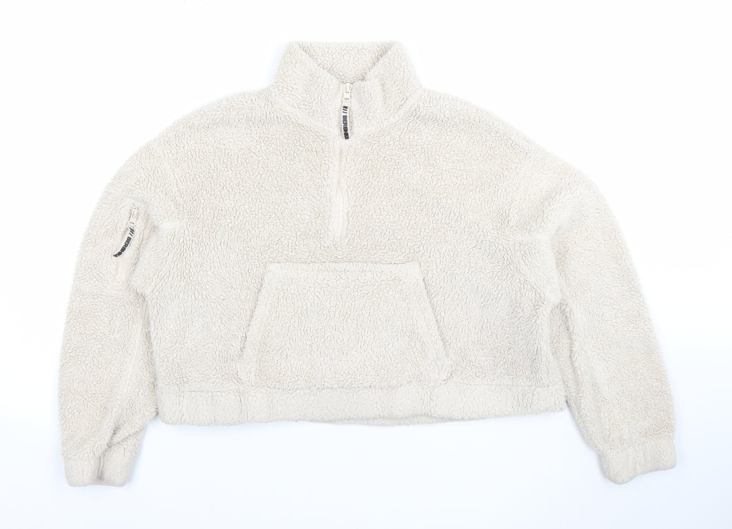Womens UK Size S Bershka Beige Pullover Sweatshirt