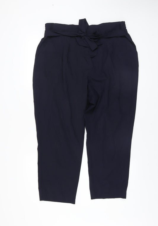 Womens UK Size 18 Lipsy Regular Fit Paperbag Blue Trousers