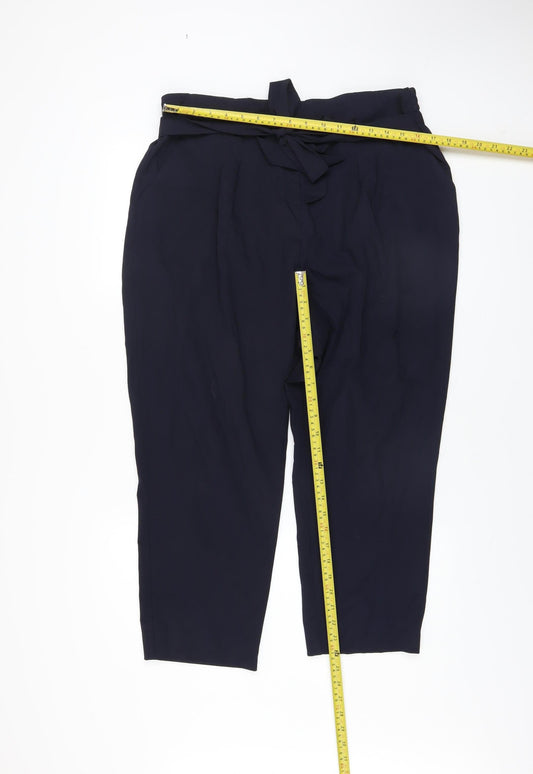 Womens UK Size 18 Lipsy Regular Fit Paperbag Blue Trousers