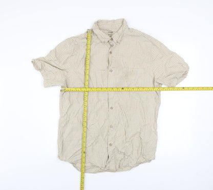 Dunnes Stores Men’s Beige Check Short Sleeve Regular Fit Cotton Shirt L