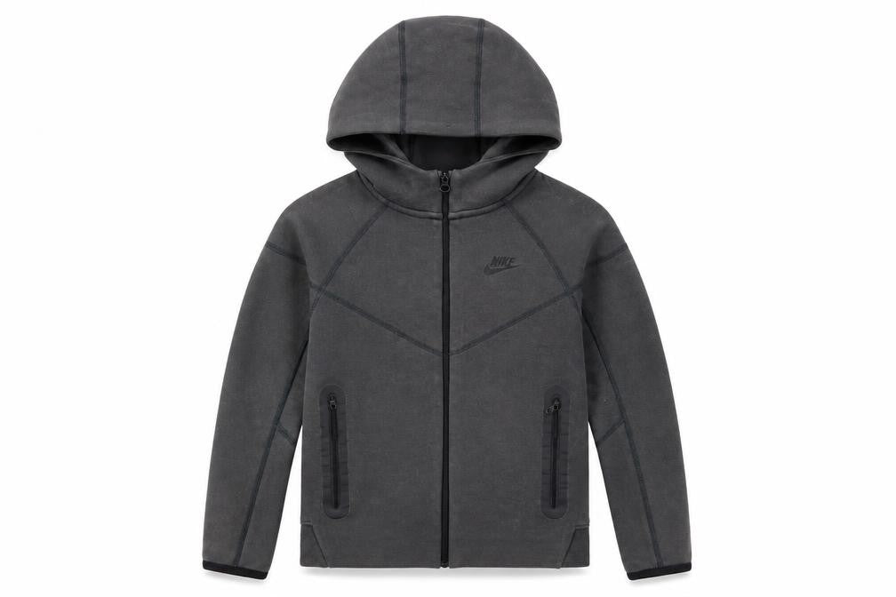Front view of Nike boys’ grey full zip hoodie m 137-147cm cotton blend sportswear