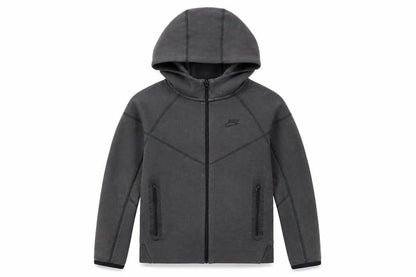 Front view of Nike boys’ grey full zip hoodie m 137-147cm cotton blend sportswear