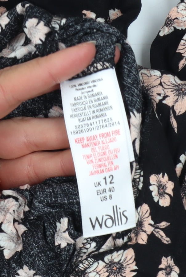 Womens UK Size 12 Wallis One-Piece Black Jumpsuit