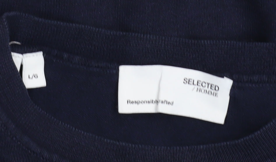 Mens UK Size L Selected Homme Blue Pullover Jumper