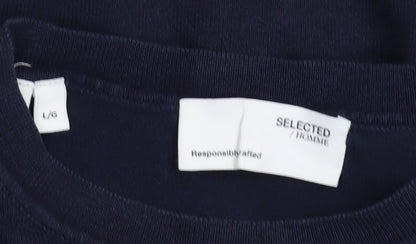 Mens UK Size L Selected Homme Blue Pullover Jumper