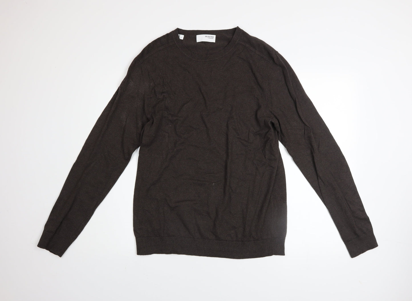 Mens UK Size L Selected Homme Brown Pullover Jumper