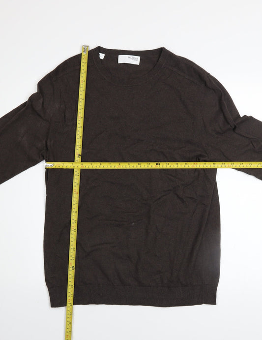 Mens UK Size L Selected Homme Brown Pullover Jumper