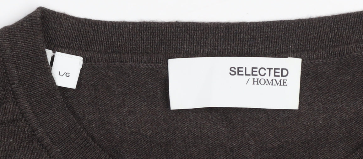 Mens UK Size L Selected Homme Brown Pullover Jumper