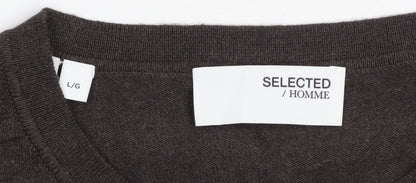 Mens UK Size L Selected Homme Brown Pullover Jumper