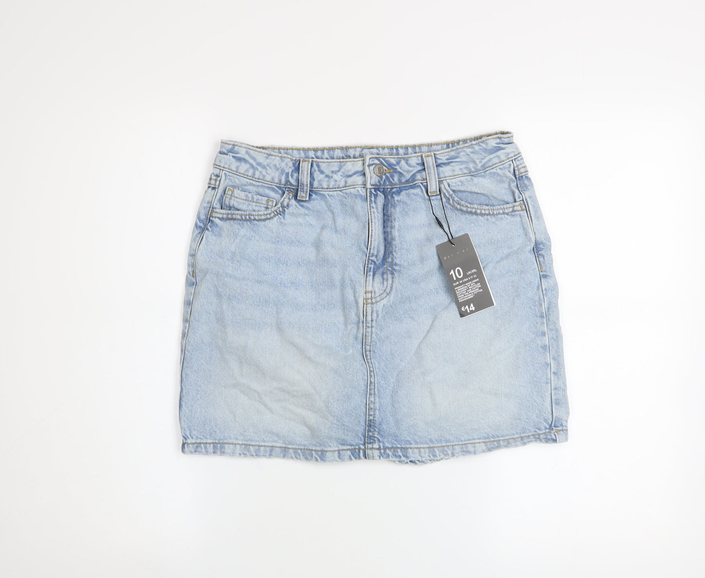 Primark Women Blue Size 10 Denim Short Pencil Skirt