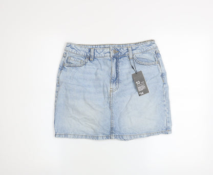Primark Women Blue Size 10 Denim Short Pencil Skirt