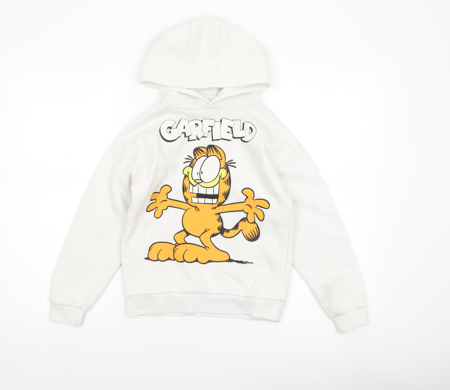 Boys UK Size 8-9 Years Garfield White Pullover Hoodie