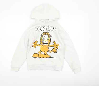 Boys UK Size 8-9 Years Garfield White Pullover Hoodie