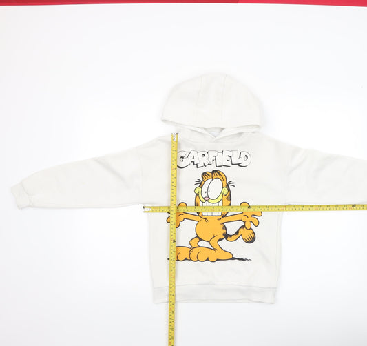 Boys UK Size 8-9 Years Garfield White Pullover Hoodie