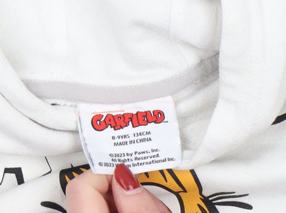 Boys UK Size 8-9 Years Garfield White Pullover Hoodie