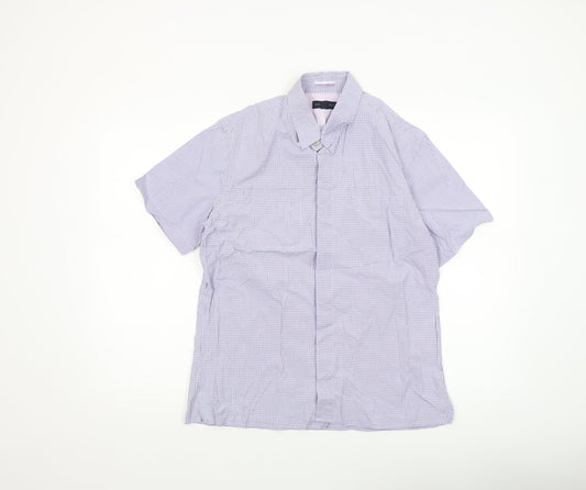 Banana Republic Men's Blue Check Short Sleeve Button-Up Shirt M