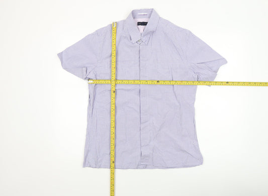 Banana Republic Men's Blue Check Short Sleeve Button-Up Shirt M