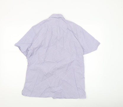 Banana Republic Men's Blue Check Short Sleeve Button-Up Shirt M