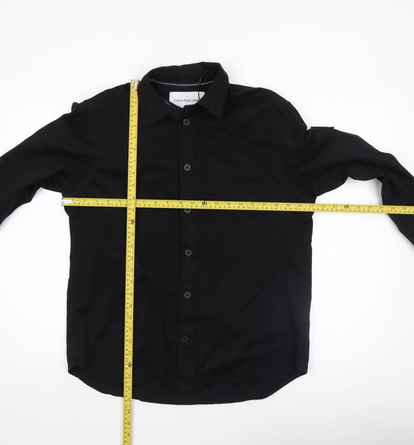 Calvin Klein Jeans Men's Black Relaxed Fit Button-Up Shirt Size S